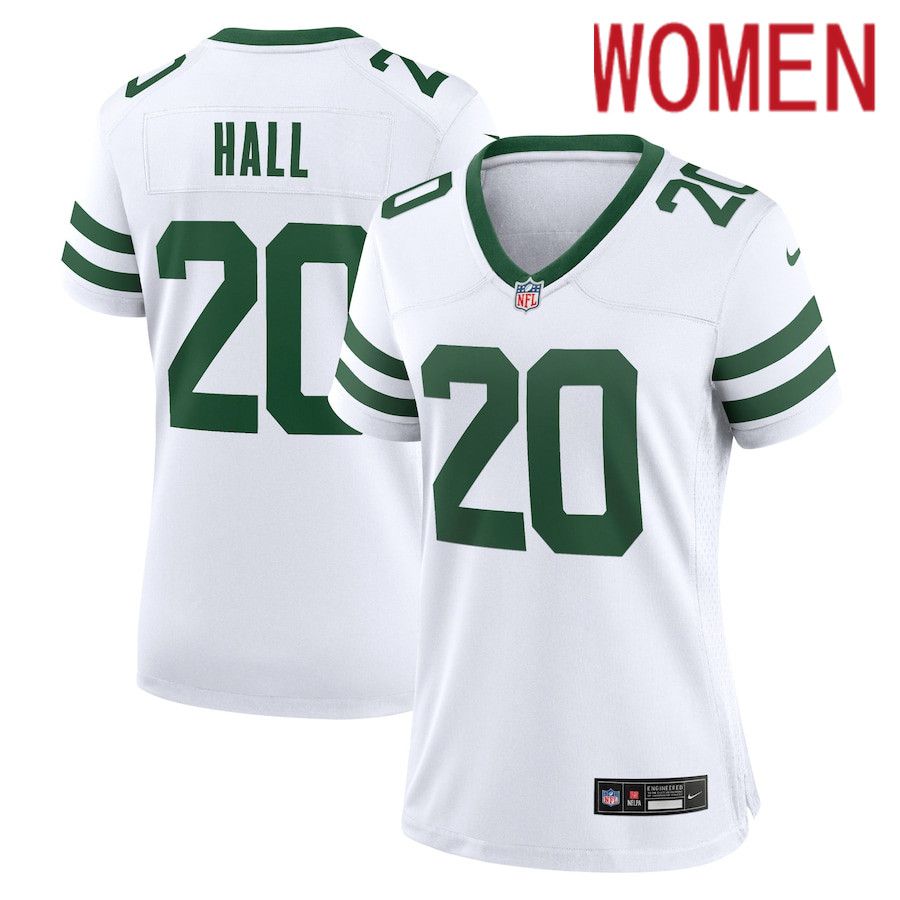 Women New York Jets #20 Breece Hall Nike Legacy White Game NFL Jersey->->Women Jersey